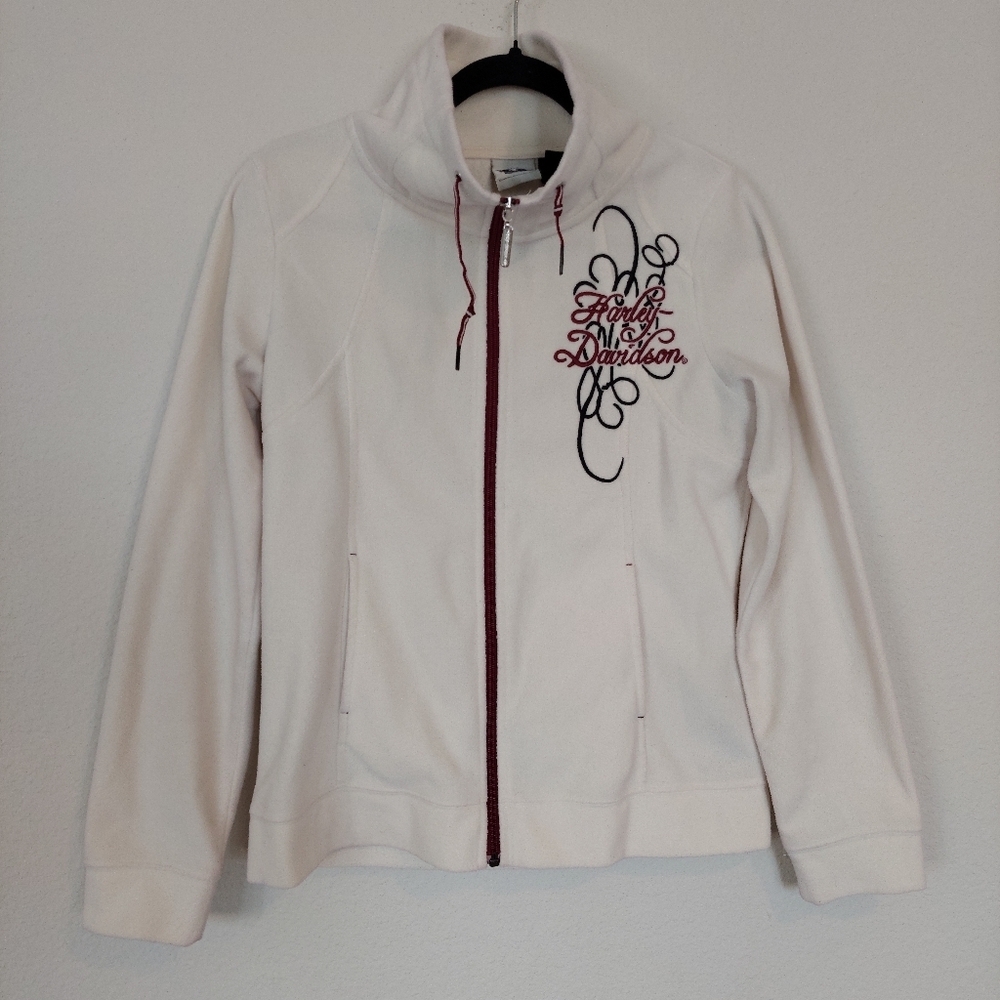 Harley Davidson Spell Out Full Zip Fleece Jacket Women's Size Meduim